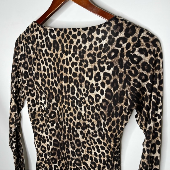 NWT Michael Michael Kors Leopard Animal Print Square Neck Long Sleeve Top Small - Picture 11 of 13